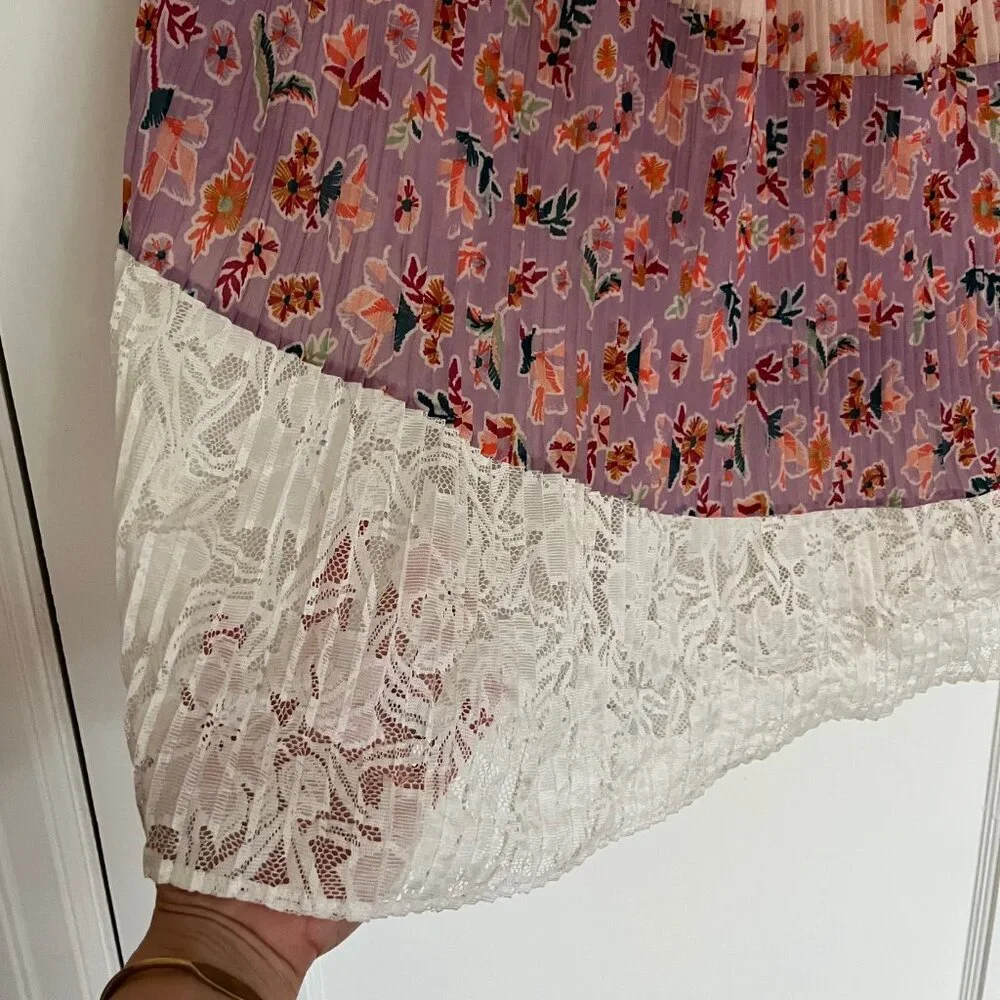 NWOT Anthropologie Laia Boho Floral Pleated Midi Skirt | Size MP - Picture 6 of 10